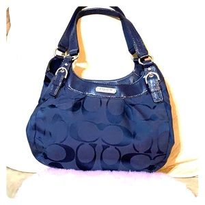 Navy Coach Signature handbag